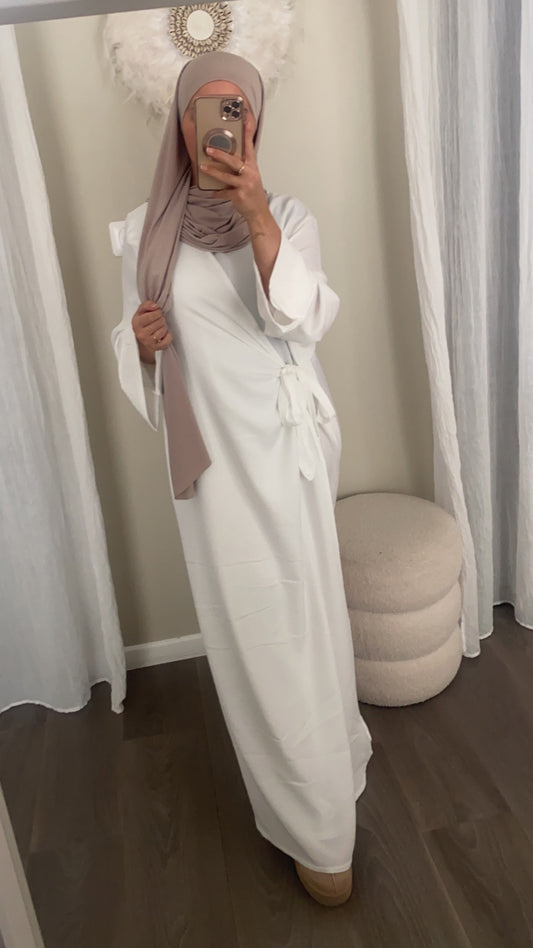 Abaya lin SANA Blanc ( col rond )