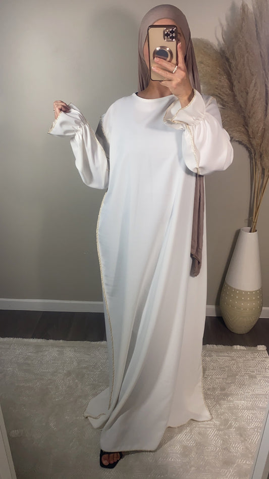 Abaya détails doré blanc