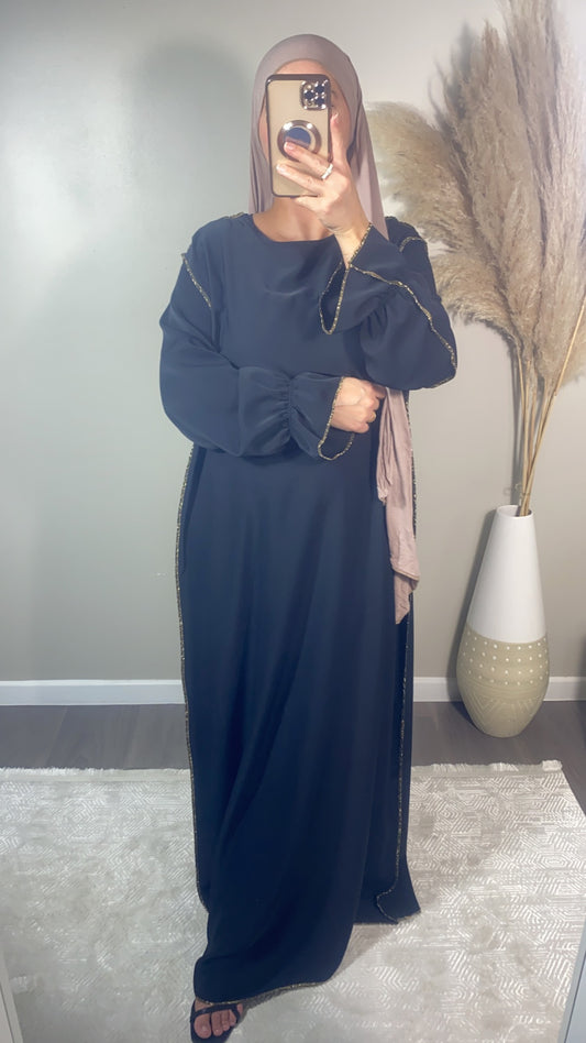 Abaya détails doré noir